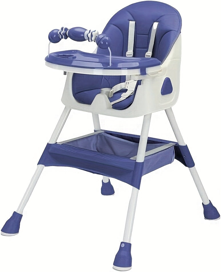 Adjustable Portable Dining Chair with 5-Point Harness, Tray Table & Wheels - Heavy-Duty Multi-Functional Eat, Play & Activity Seat with Storage Pocket, Safety Belt & Easy-Clean Surface - Ideal Christmas/Halloween Gift (Grey/P