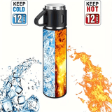 Modern Travel Thermal Flask Set - Flask Set Stainless Steel Vacuum Insulated Bottle with Cup Both for Hot and Cold Drink,Flask can be Used as Travel Mug or Insulated Water for Daily Commute, Weekend Adventures Pink