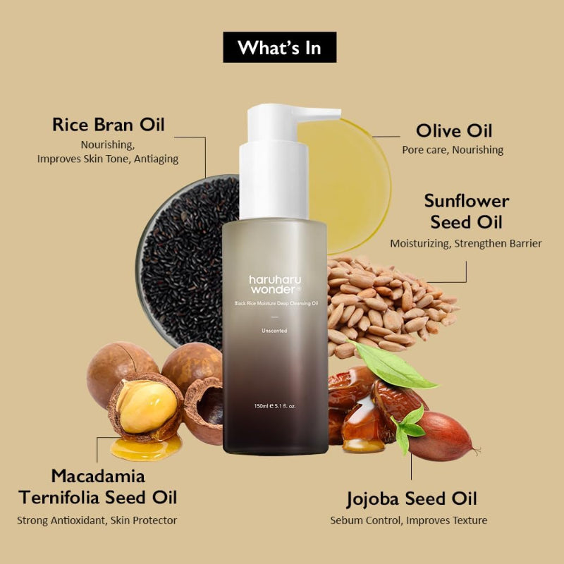HaruHaru Wonder Black Rice Moisture Deep Cleansing Oil – Gentle & Nourishing Oil Cleanser